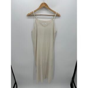 Tree Way Slip Dress Cream Tank Maxi Slit Lightweight Made in Korea Women Medium